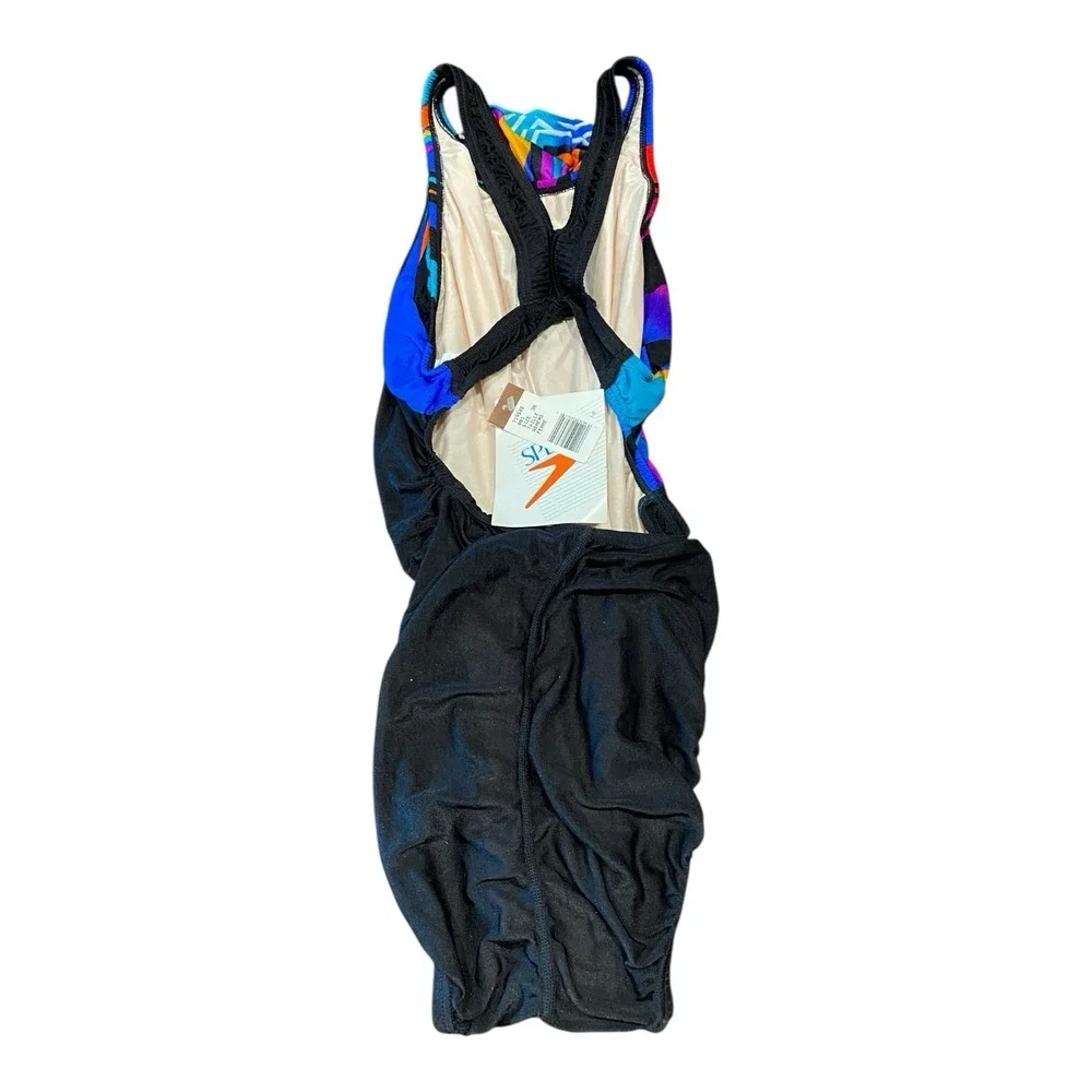 VTG 90s Speedo One-Piece Bathing Swimsuit Retro 80s Geometric USA Sz 14 (38) NWT